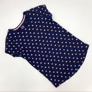 George Girl's Navy Blue Heart Patterned Short Sleeve Tee, XL (14 - 16)